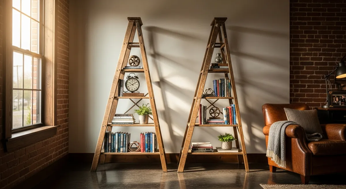 Bücherregal aus Leitern