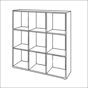 Quadratisches Bücherregal quadratischen Fächern