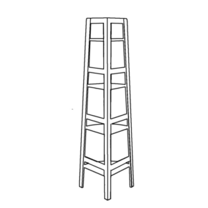 Selbststehendes, kleines, hohes Eckregal mit 4 Ablagefächern fürs Badezimmer