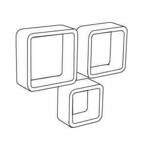 Quadratische Wandregal-Würfel mit abgerundeten Ecken