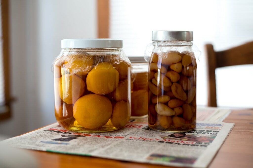 three pickles jars