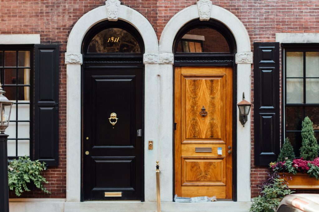 black and brown wooden doors