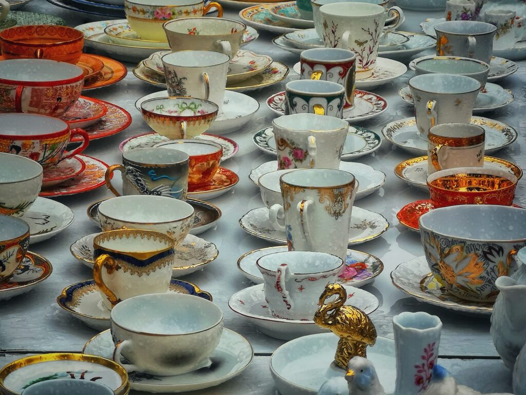 a table full of teacups